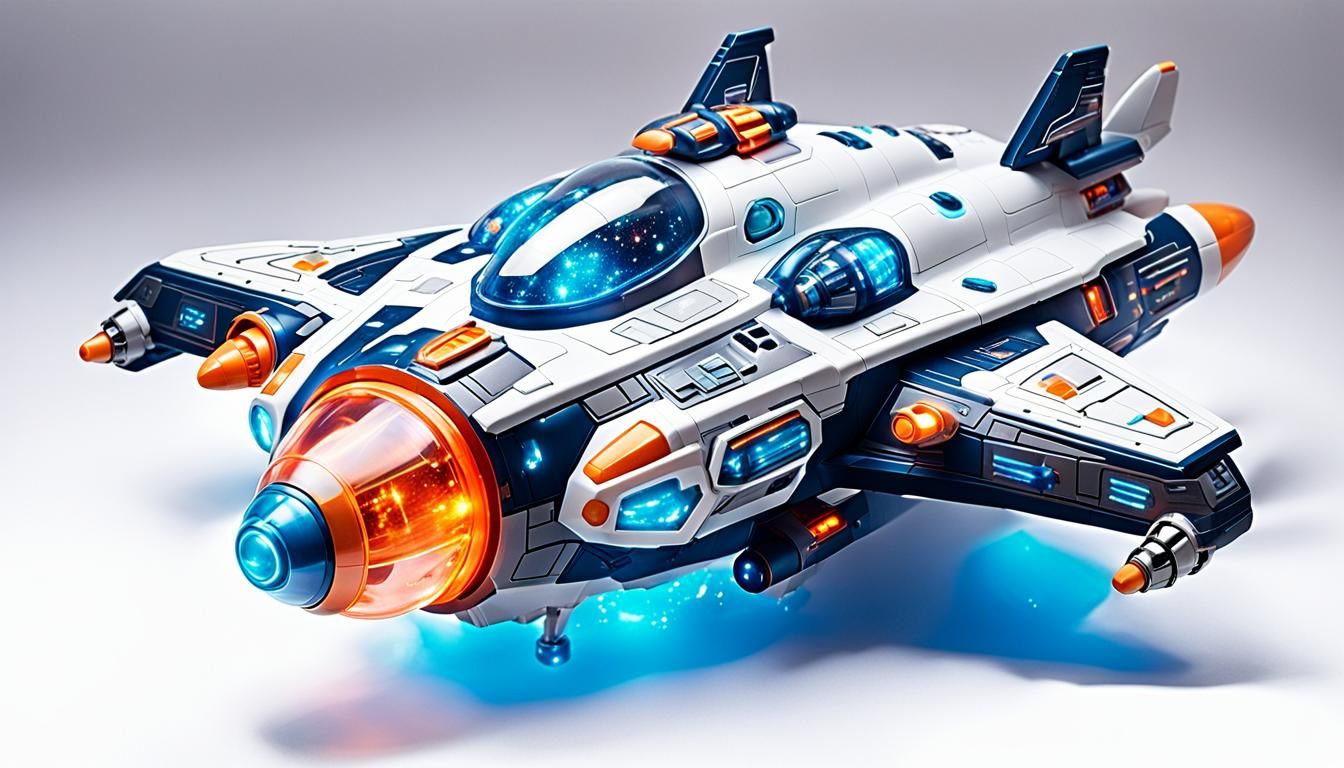 Interactive Toy Spaceship with Glowing High-Tech Details