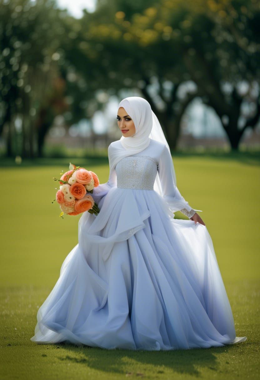 Muslim woman in wedding dress