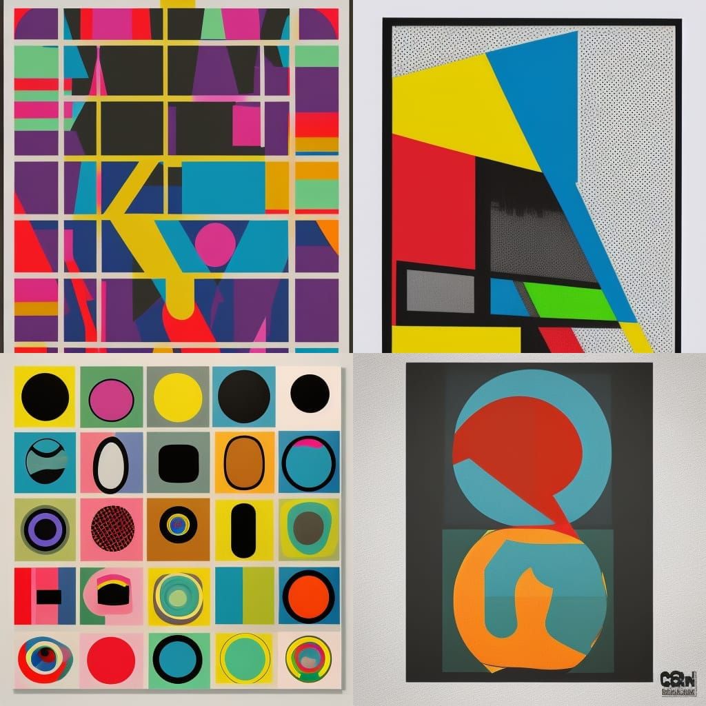 Geometric Bauhaus Screen Print in Pop Art Style