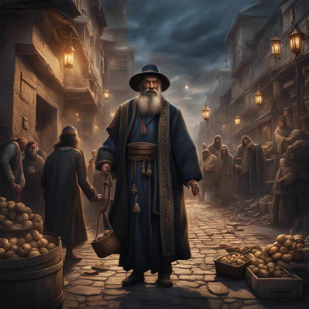 Orthodox Jew Giving Charity on Purim