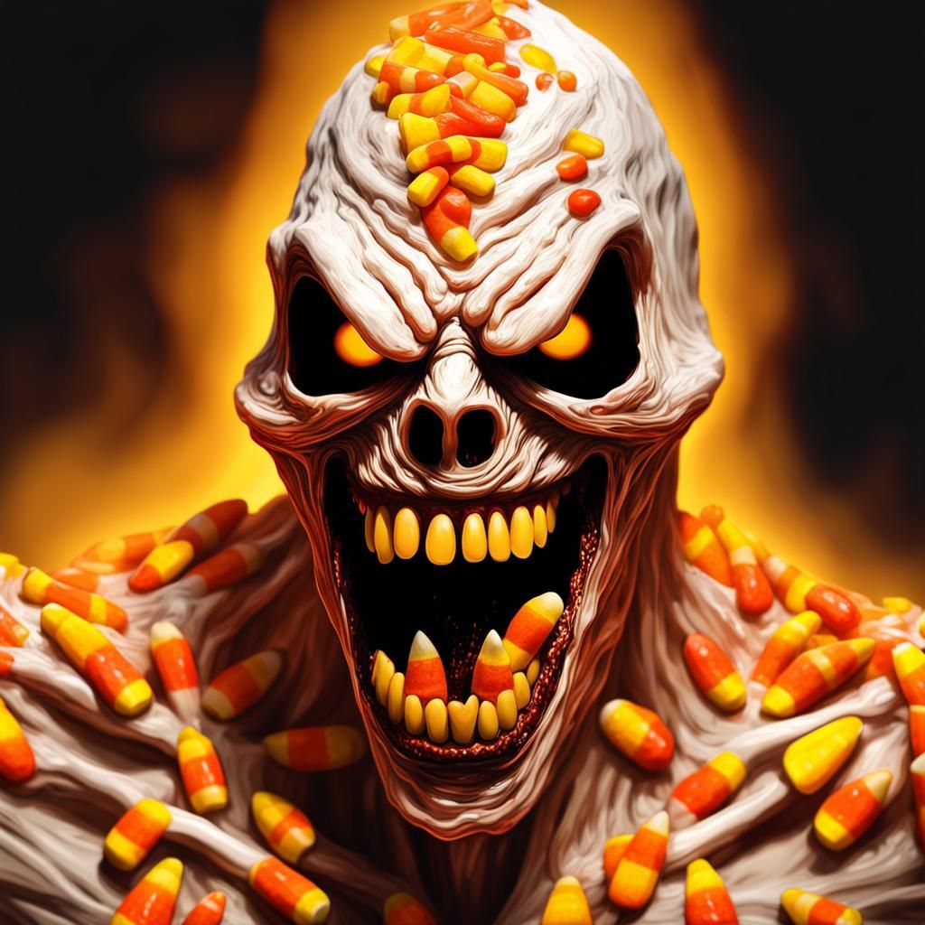 Candy Corn Boogeyman: Ominous Digital Monster Art
