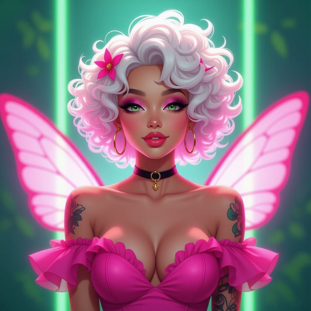 Sassy Fairy in Neon Lights: Anime Cel-Shading