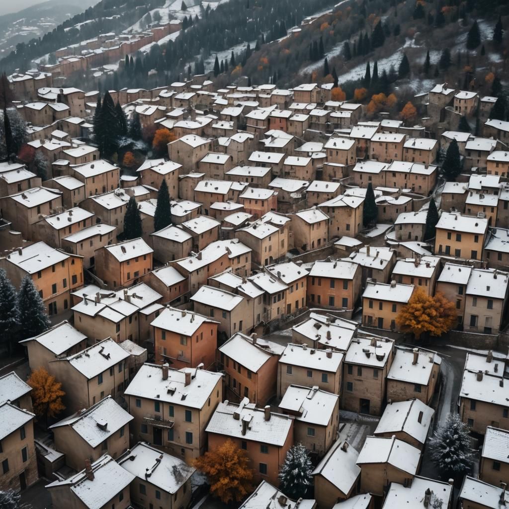 Snowy Italian Village: Cinematic Autumn to Winter
