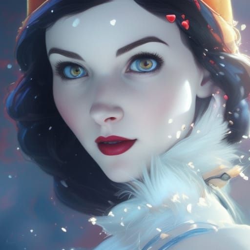 Cartoon Snow White Portrait in Dynamic Lighting