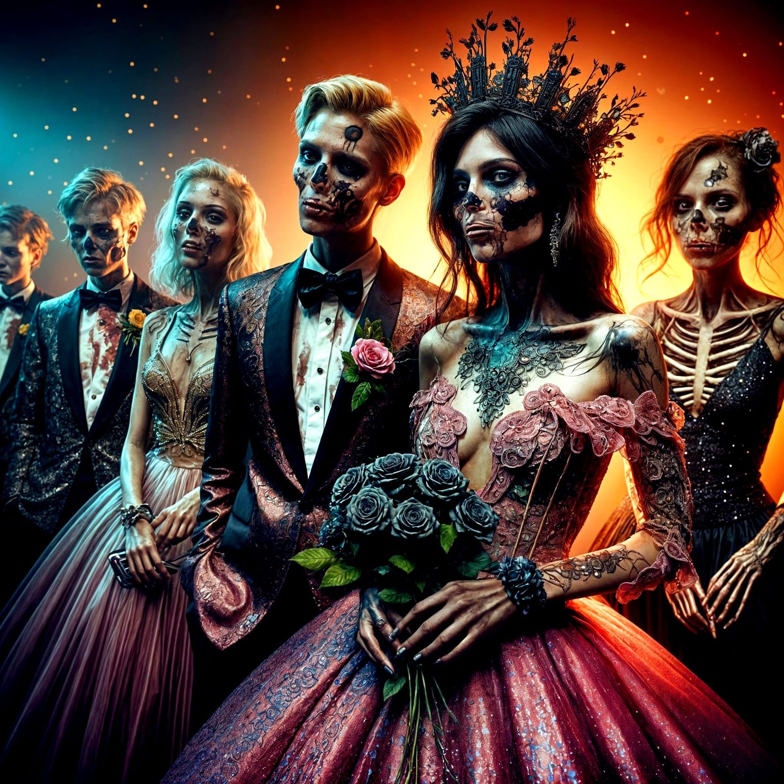 Stylish Zombies Attend a Vibrant Prom Party in Hyperrealisti...