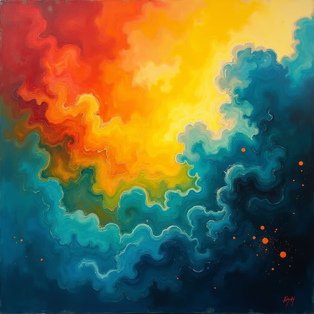Abstract Expressionist Swirling Clouds in Bold Colors