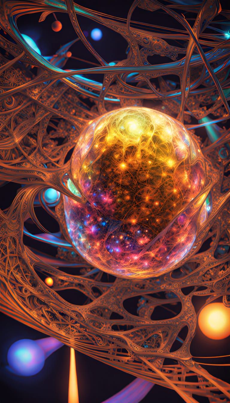 Magnetar's Forces: Titanium, Gold, and Copper Cosmic Art