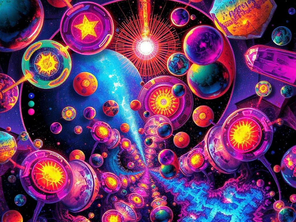 Cosmic Crystal Cubism with Fractal Elegance