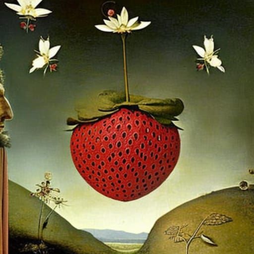 Surreal Strawberry in Gothic Fairytale Style