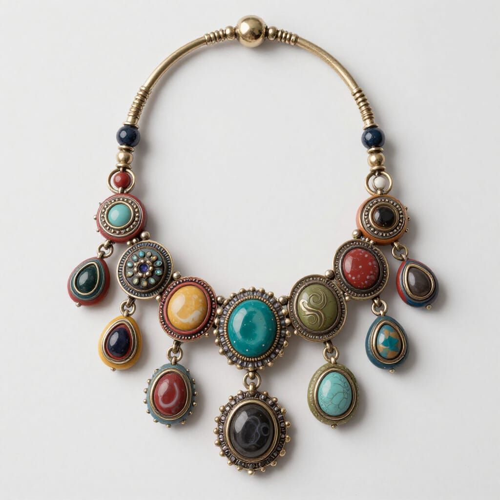 Intricate Clay Jewelry with Metallic Accents