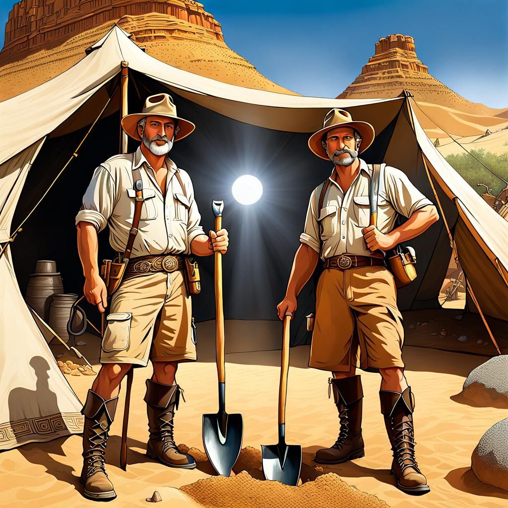 Humorous Archaeologists Find Birthday Card, Airbrush Art