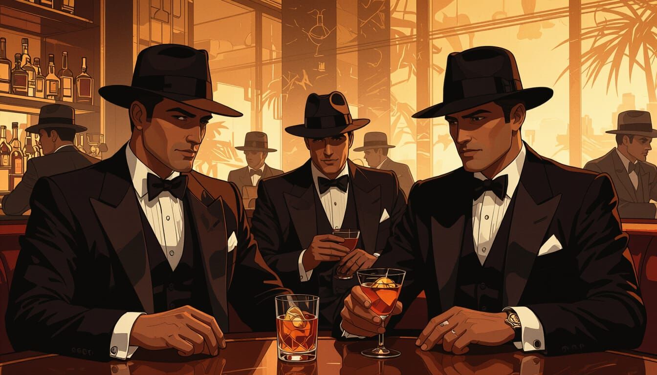 Elegant Gentlemen's Club Scene in Nagel Style