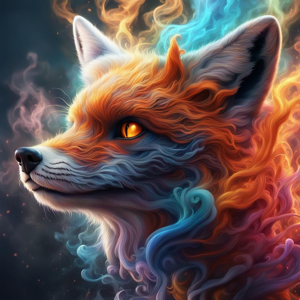 Colorful Smoke Fox in Fantasy Concept Art