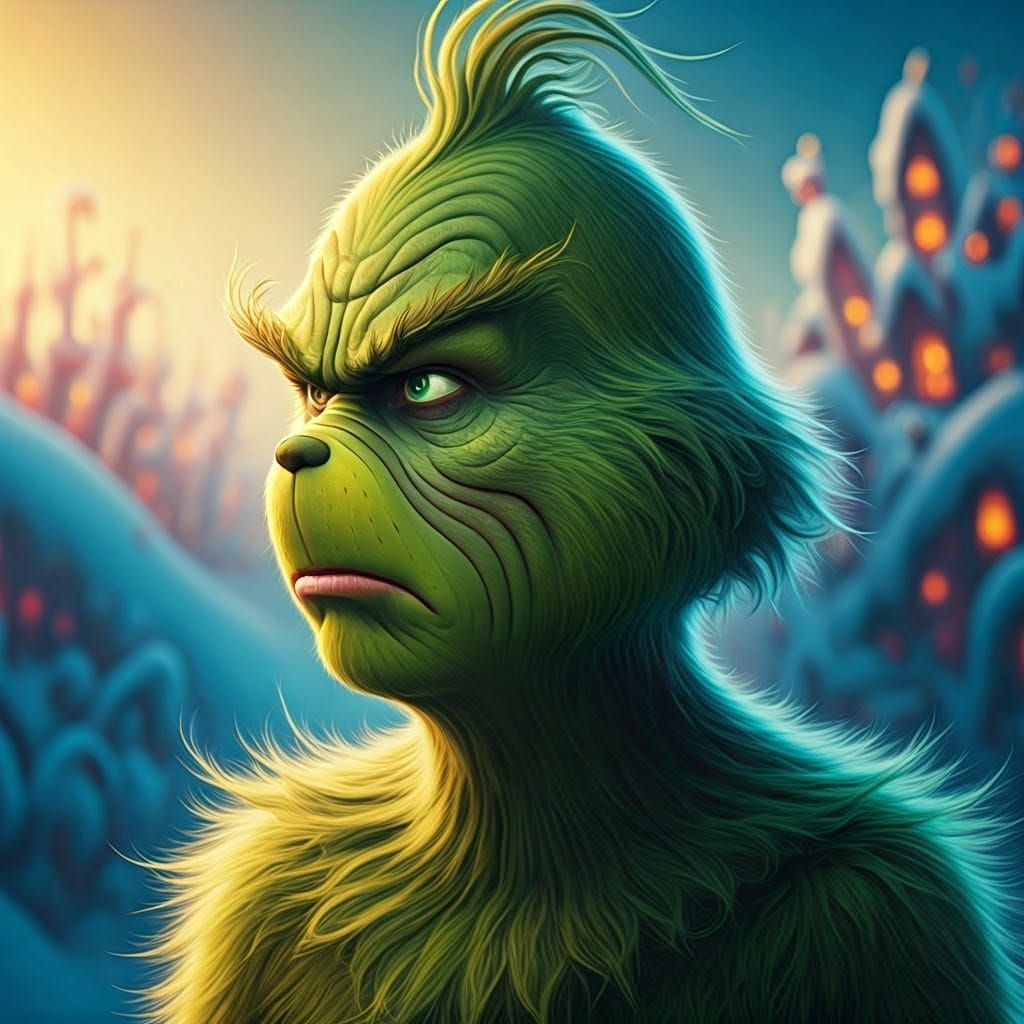 Jim Carrey's Grinch in Scowling Disdain