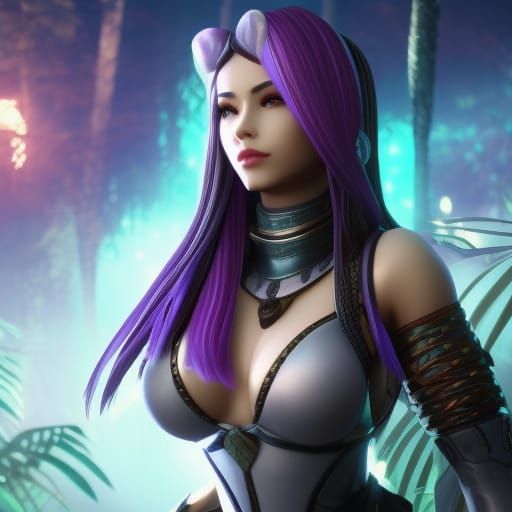 Purple Braids: 3D Game Cinematic Portrait