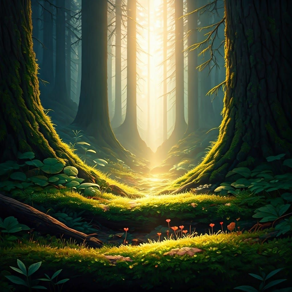 Crystals Forming on Mossy Forest Floor