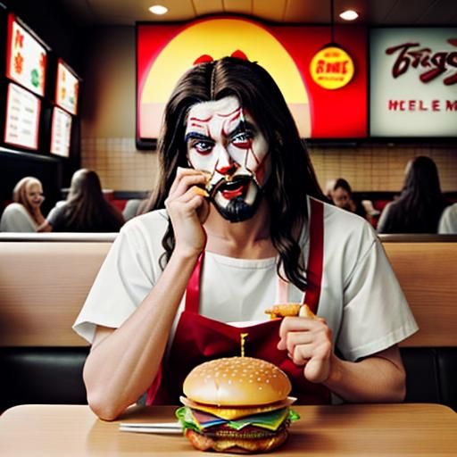 stage a Last Supper scene in a fast-food restaurant. JESUS COMPLAINING THAT THEY PUT ONIONS ON HIS BURGER  MacDonald the...