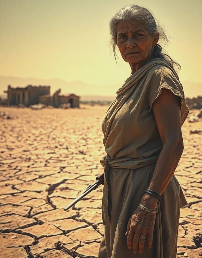 Post-Apocalyptic Landscape with Resilient Figure