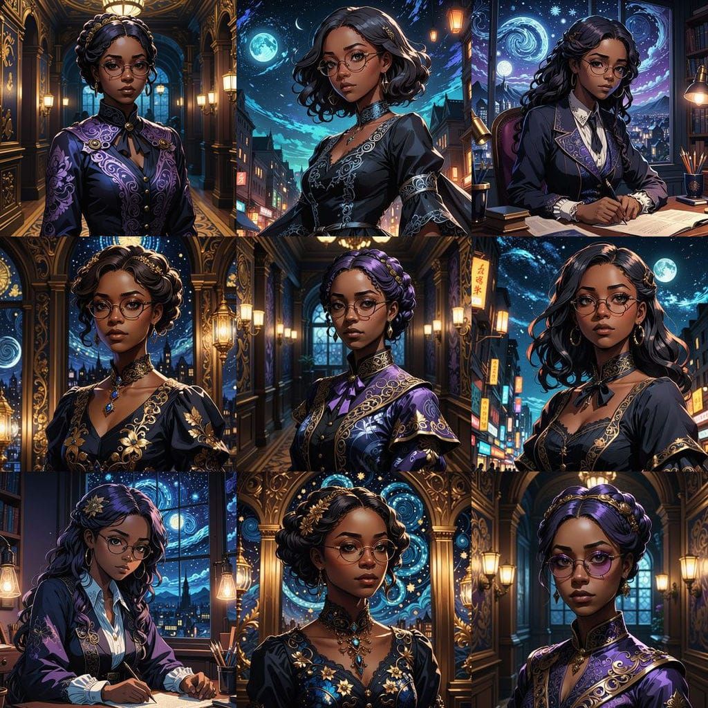 Victorian Belle in Anime-Inspired Attire with Cinematic Ligh...