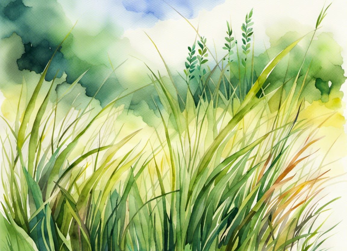 Watercolor Meadow: A Serene Grassy Landscape