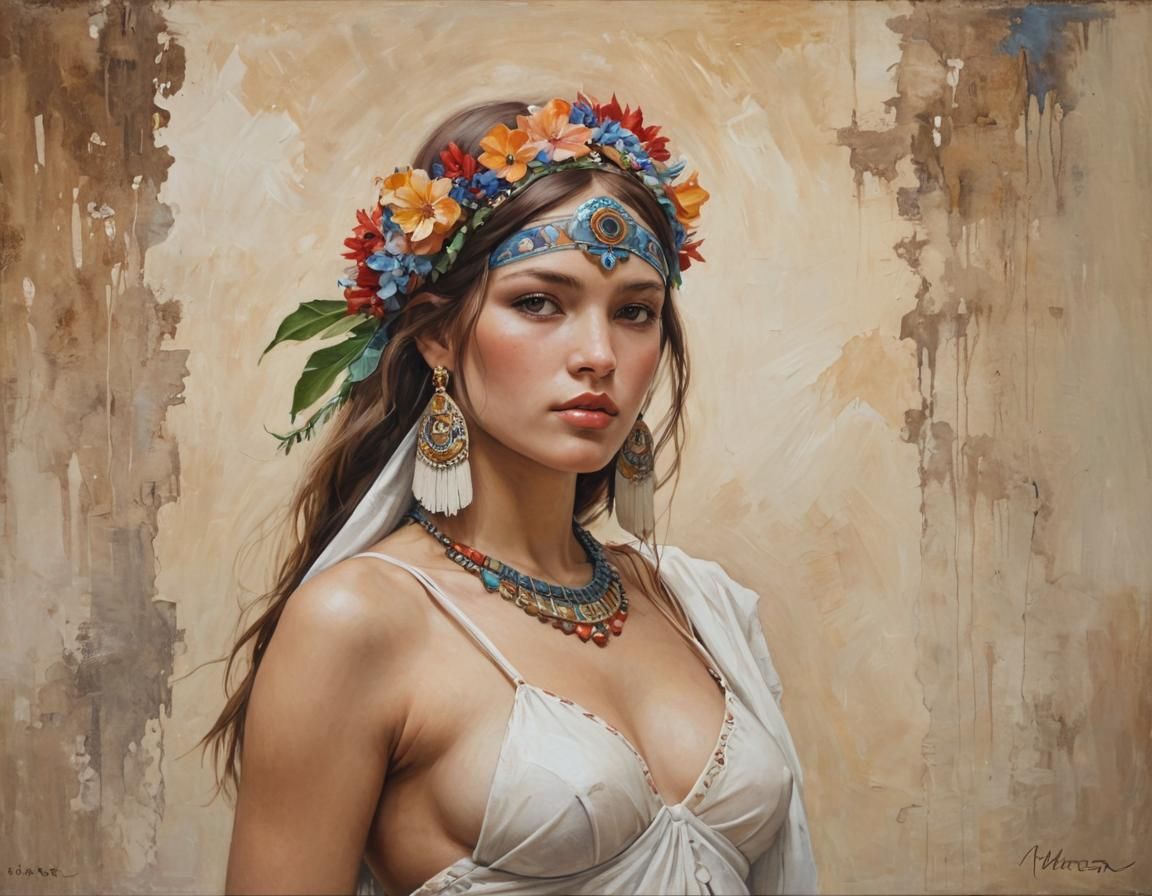 Olmec Figure in Blended Artistic Styles