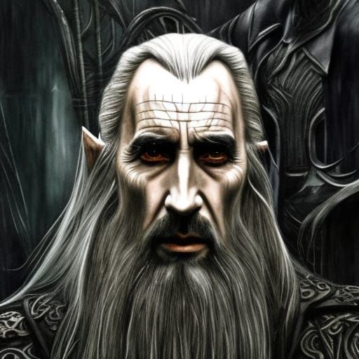 Saruman Portrait in Detailed Watercolor Style