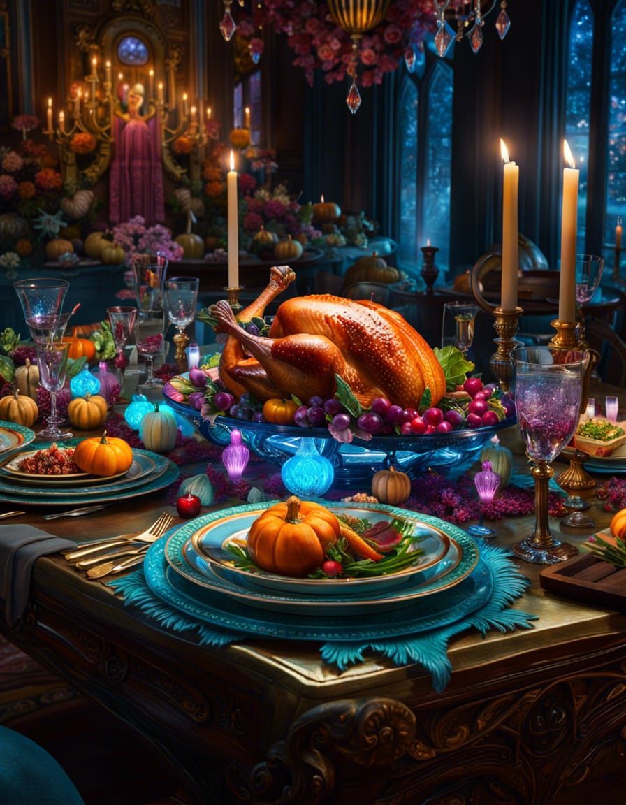 Bioluminescent Candles Light Fairytale Thanksgiving Table