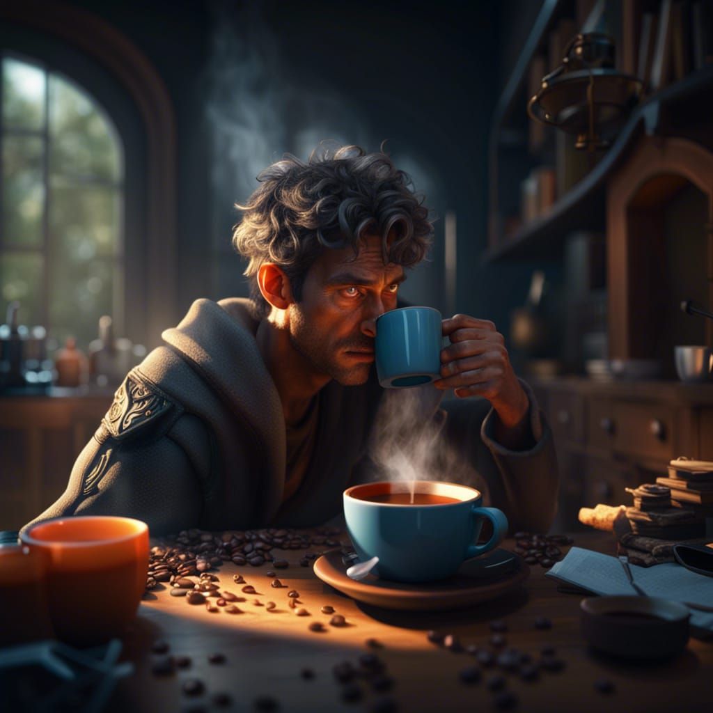 Morning Coffee: Detailed Matte Painting in Deep Color