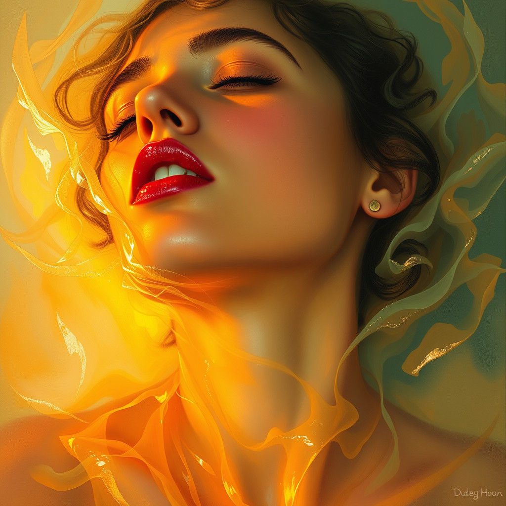 Woman in Golden Light: Abstract Expressionism