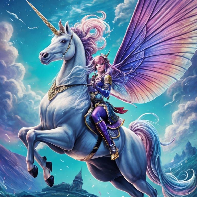 Anime Unicorn in a Vibrant Fairy Tale