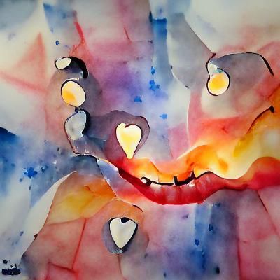 Abstract Watercolor Smiles Radiating Light