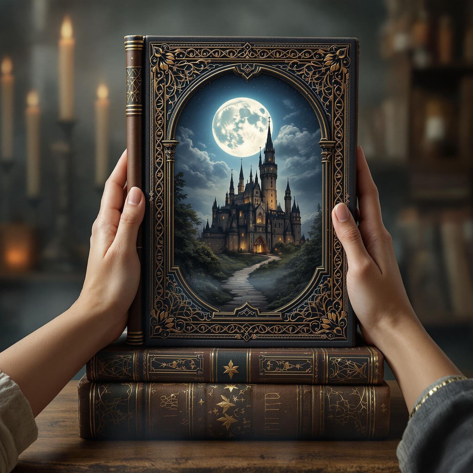 Gothic Castle Book in Ethereal Fantasy Style