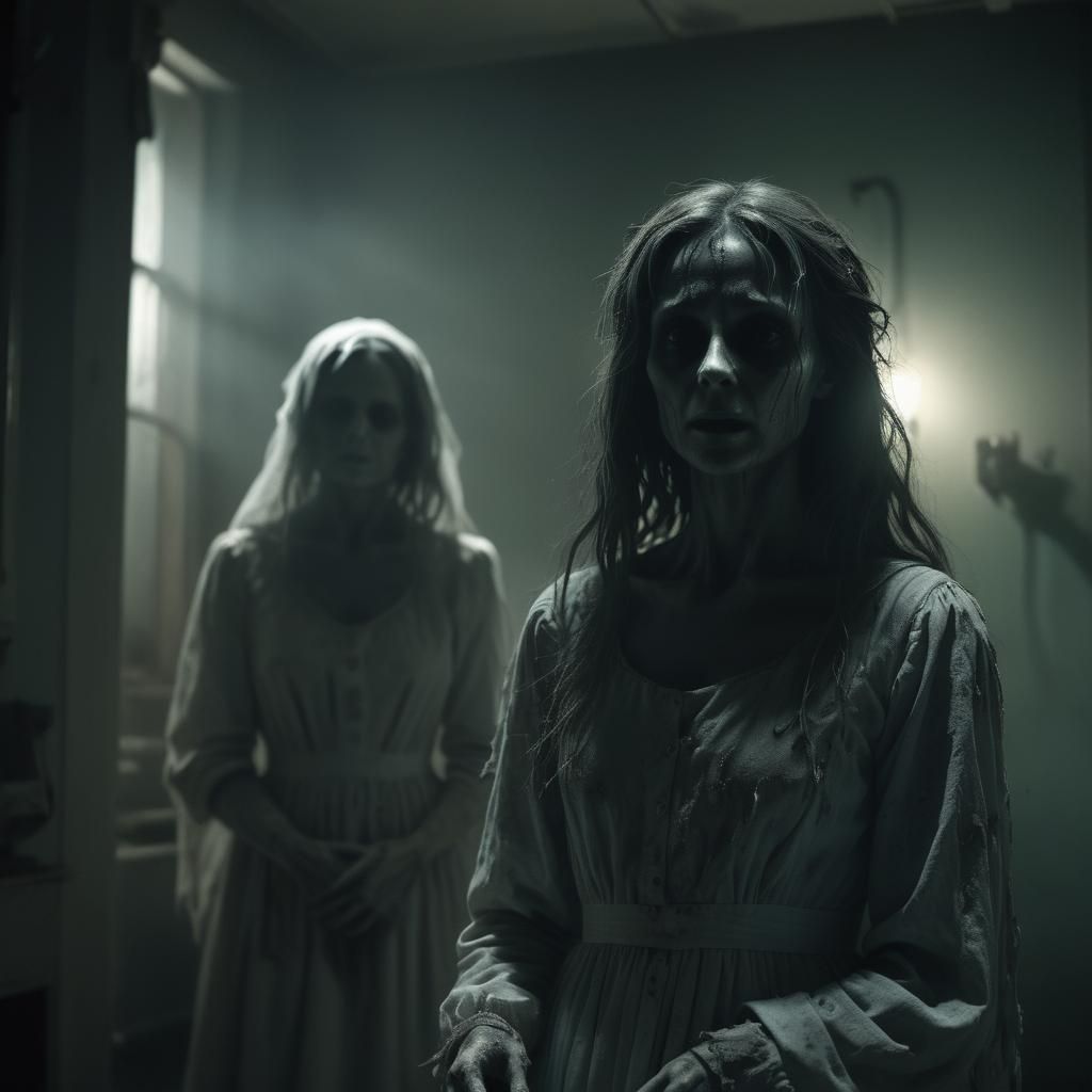 Eerie Spectral Spirit in Abandoned Hospital, Cinematic Horro...