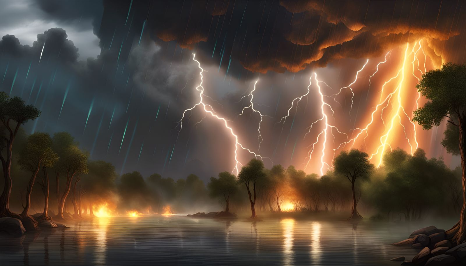 Precambrian Thunderstorm: Earth's Ancient Sky Ablaze