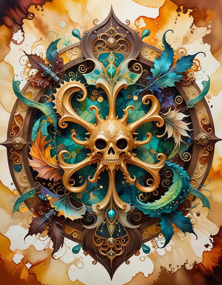 Kaleidoscopic Cthulhu Pirate in Surrealist Painting