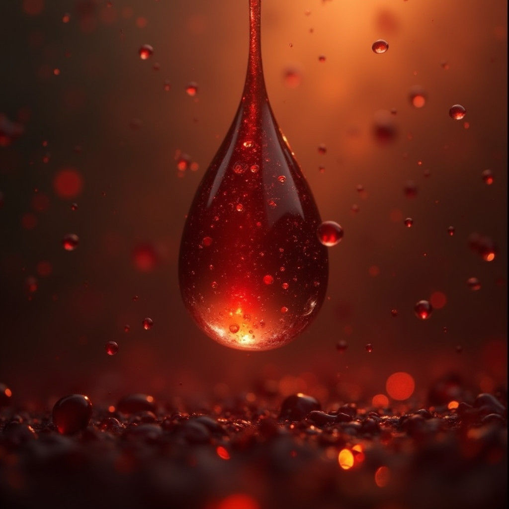 Blood Droplet Suspended in Time: A Cinematic Vision