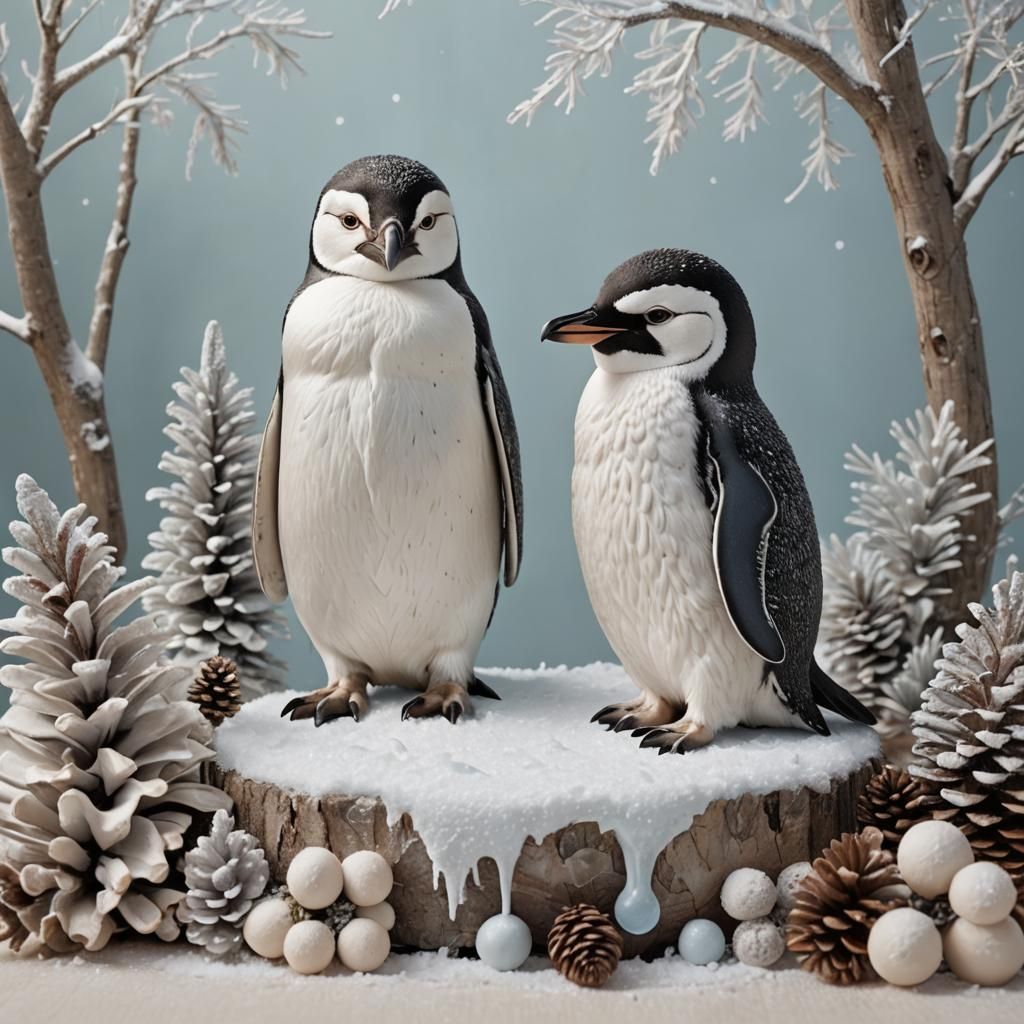 Arctic Animals Winter Nursery in Digital Art Style