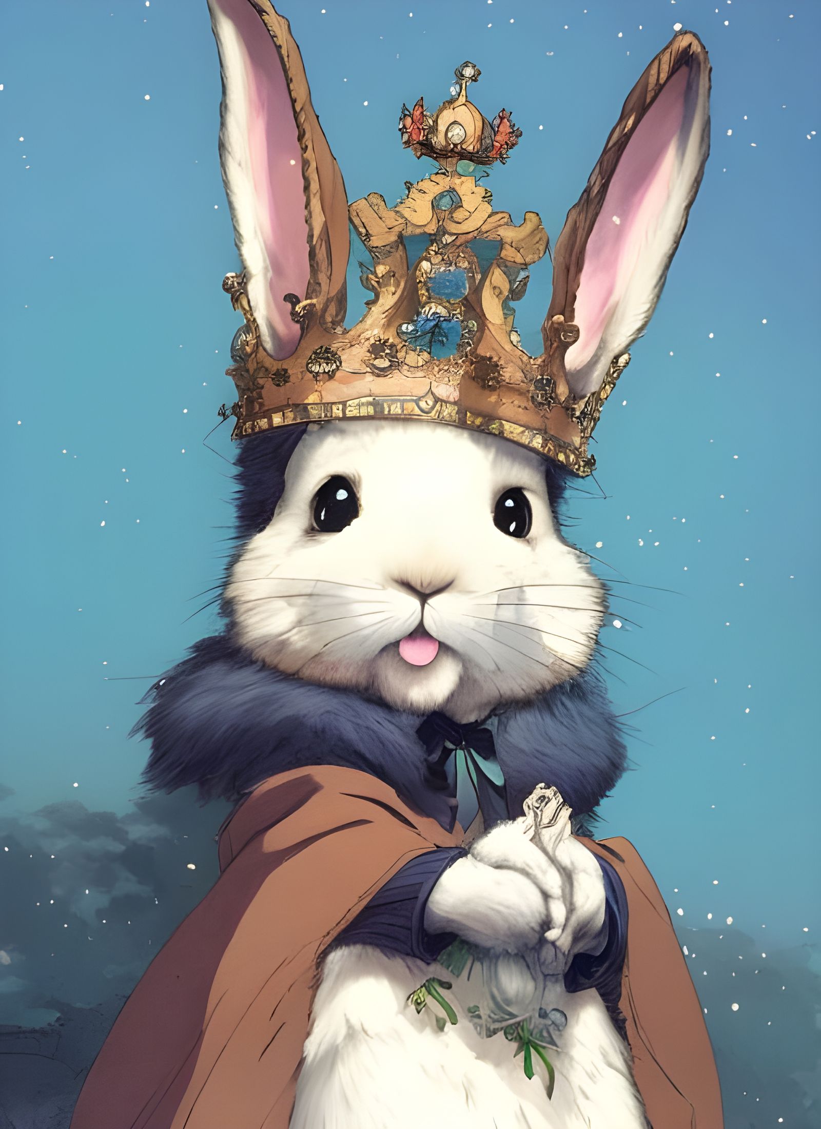 Cute Crowned Bunny Anime Portrait