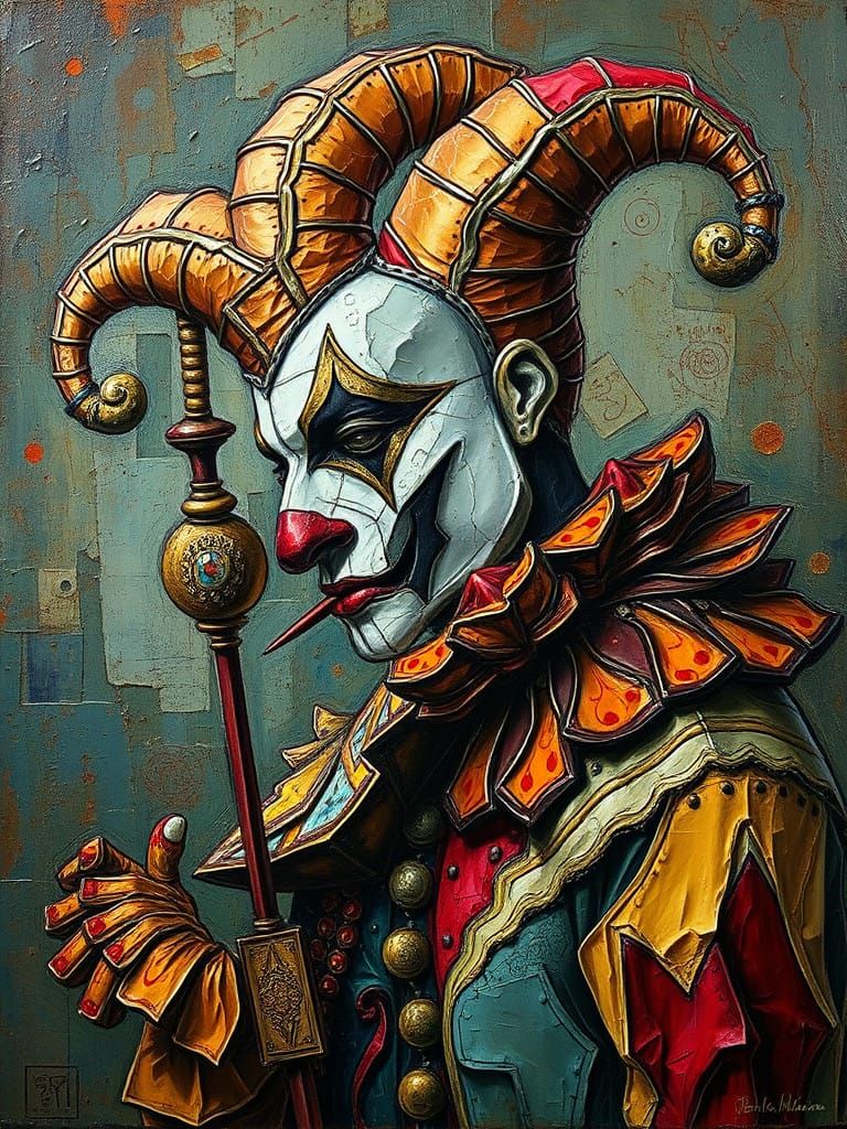 0 likes - Harlequin He - impasto painting  inspired by Gustave Moreau