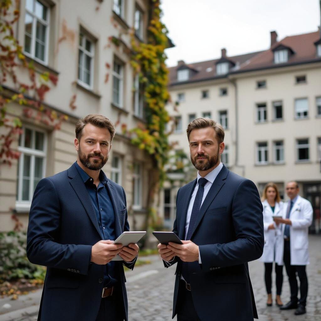 Frustrated Engineers at Abandoned Hospital, Basquiat Style