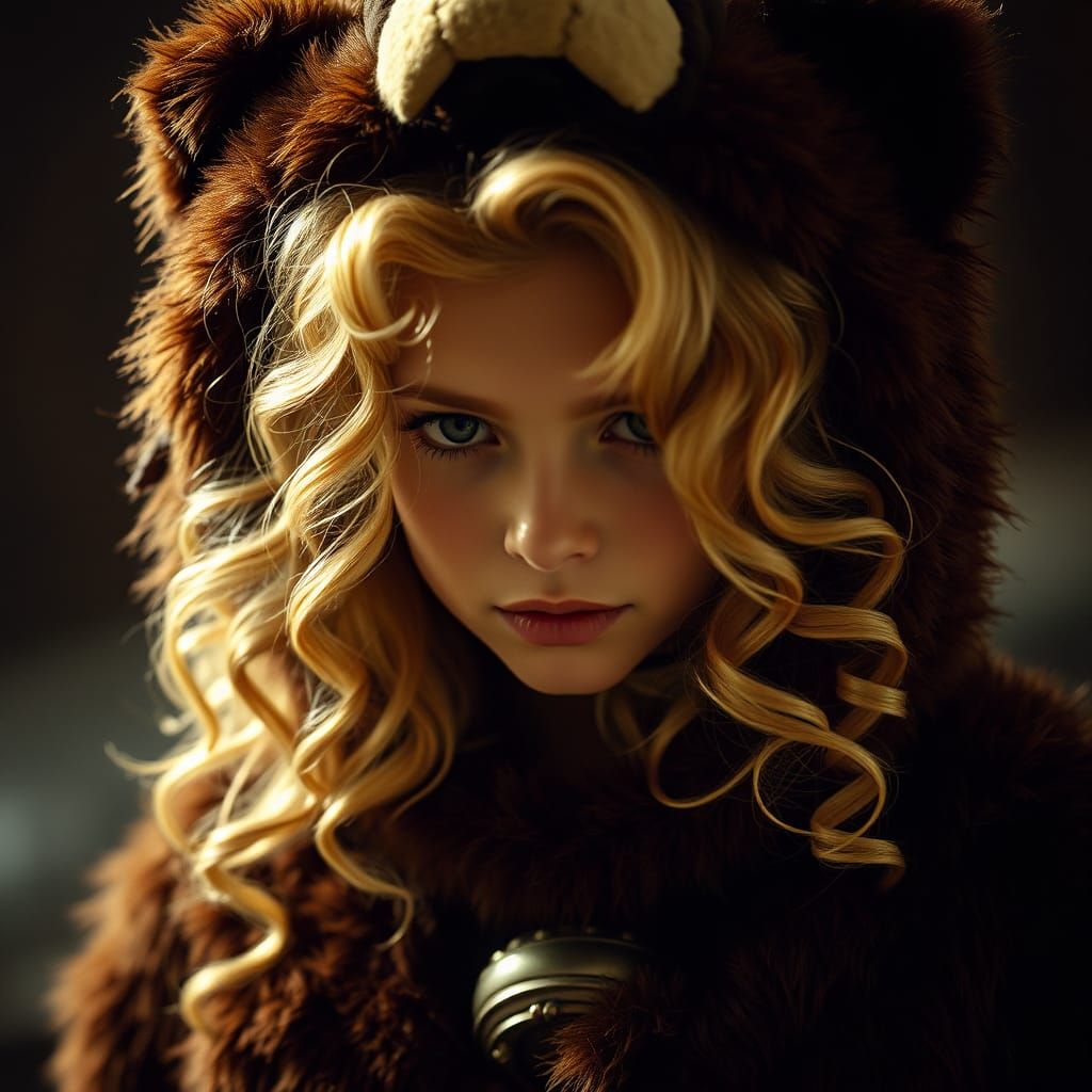 Fierce Princess in Vintage Bear Costume, Shot on 35mm Film