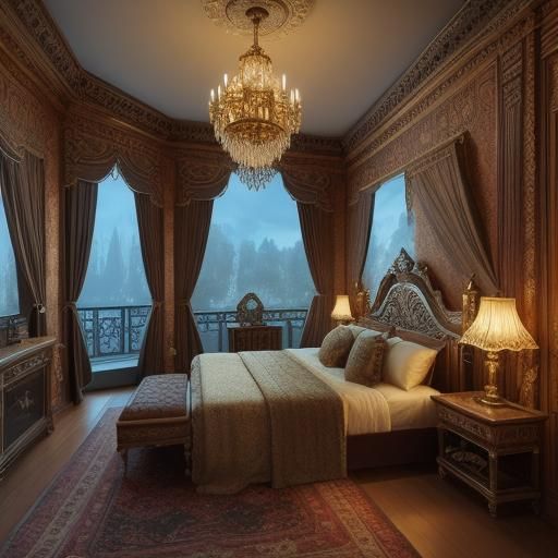 Luxurious Guest Room with Ornate Victorian Details