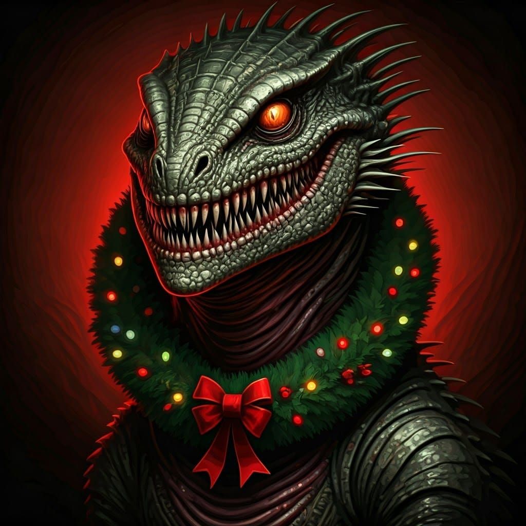 Gothic Horror Creature Adorns Christmas Wreath