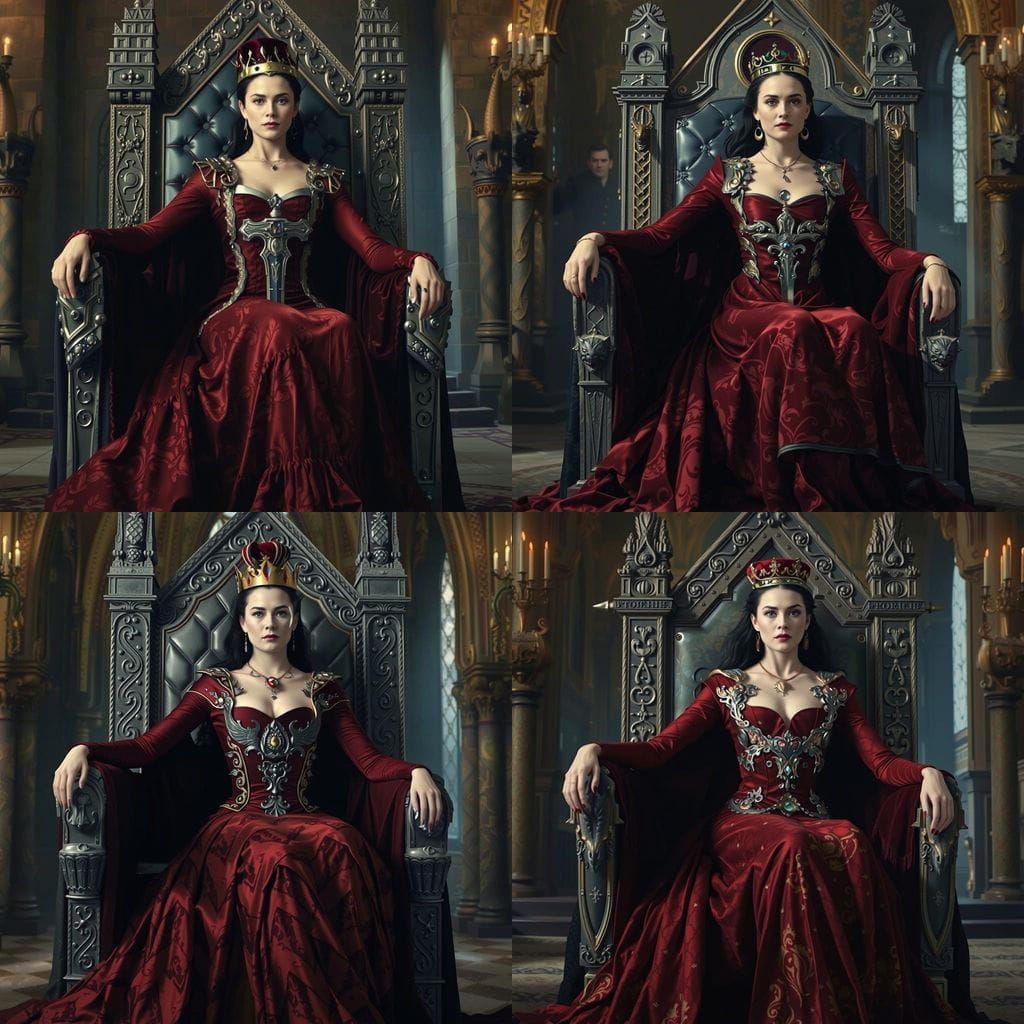 Morgana Pendragon in Regal Splendor, Dark Fantasy Concept Ar...