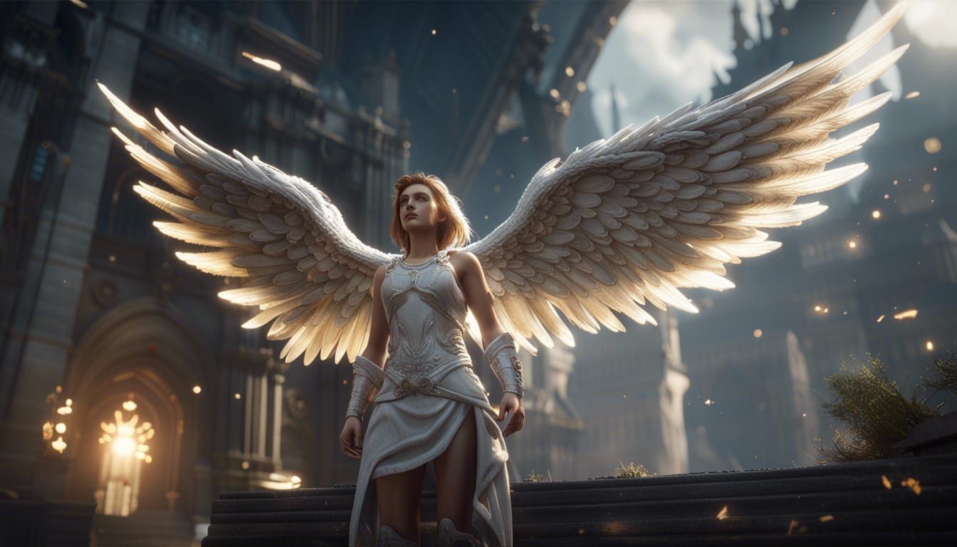 Epic Angel in 3D Game Cinematic Style