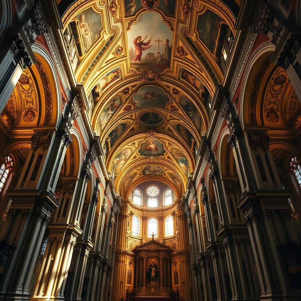 Baroque Italian Cathedral in Grandiose Style