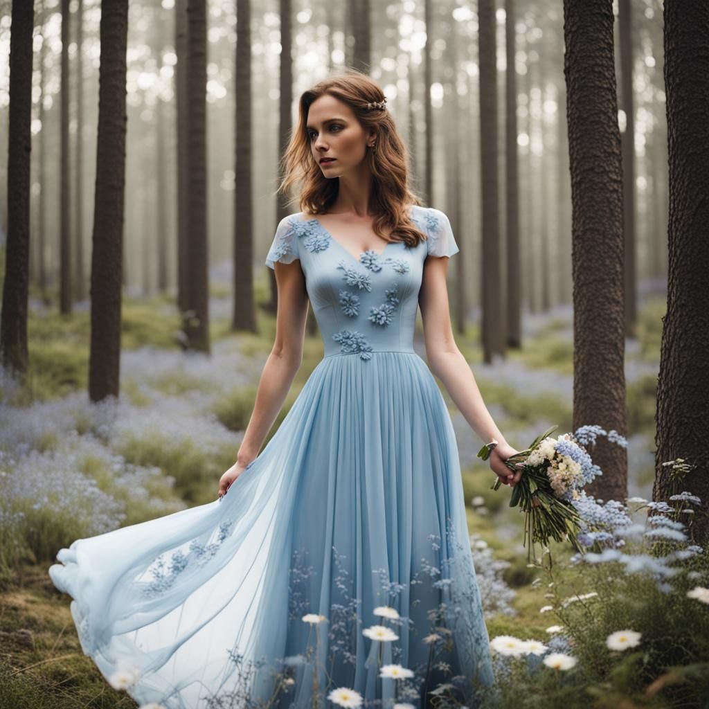 Floral Light Blue Dress in Enchanted Forest