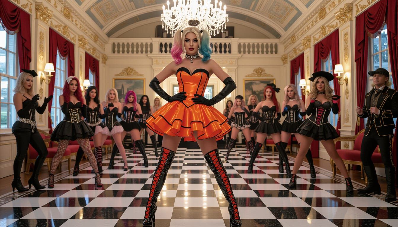 Quinceañera Dancer in Latex at Halloween Ball