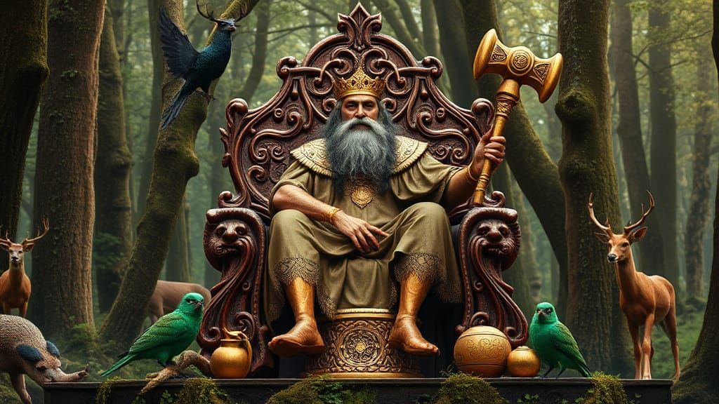 Dagda on a Throne in Celtic Ireland