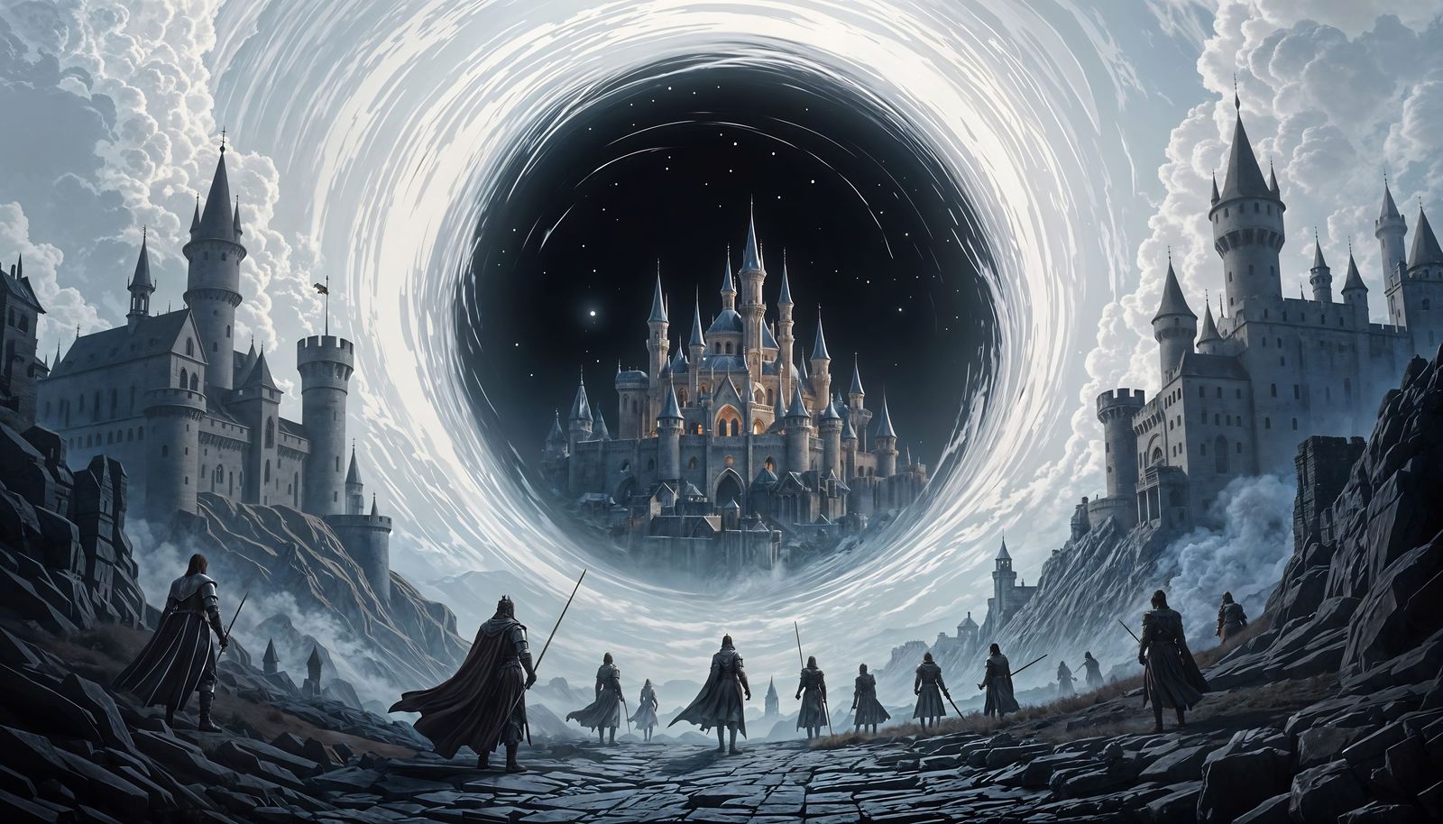 Knights and Magic in a Medieval World Beyond a Black Hole